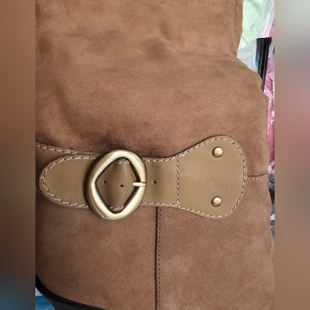 WOMAN BROWN KNEE HIGH WEDGE BOOTS  SIZE 12 medium with an 18" wide Calf - Picture 8 of 9